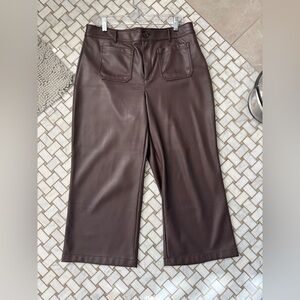 Loft chocolate brown faux leather pants 14 petite
